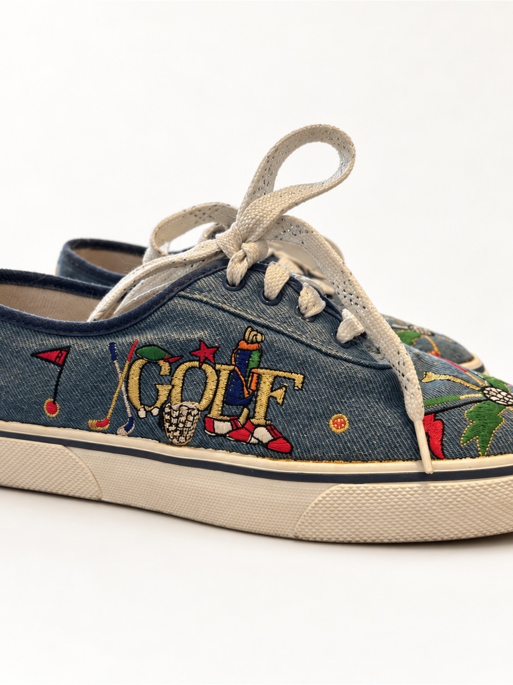 Vintage Sabastino 1997 Denim Golf Embroidered Sneakers Women’s Size 6